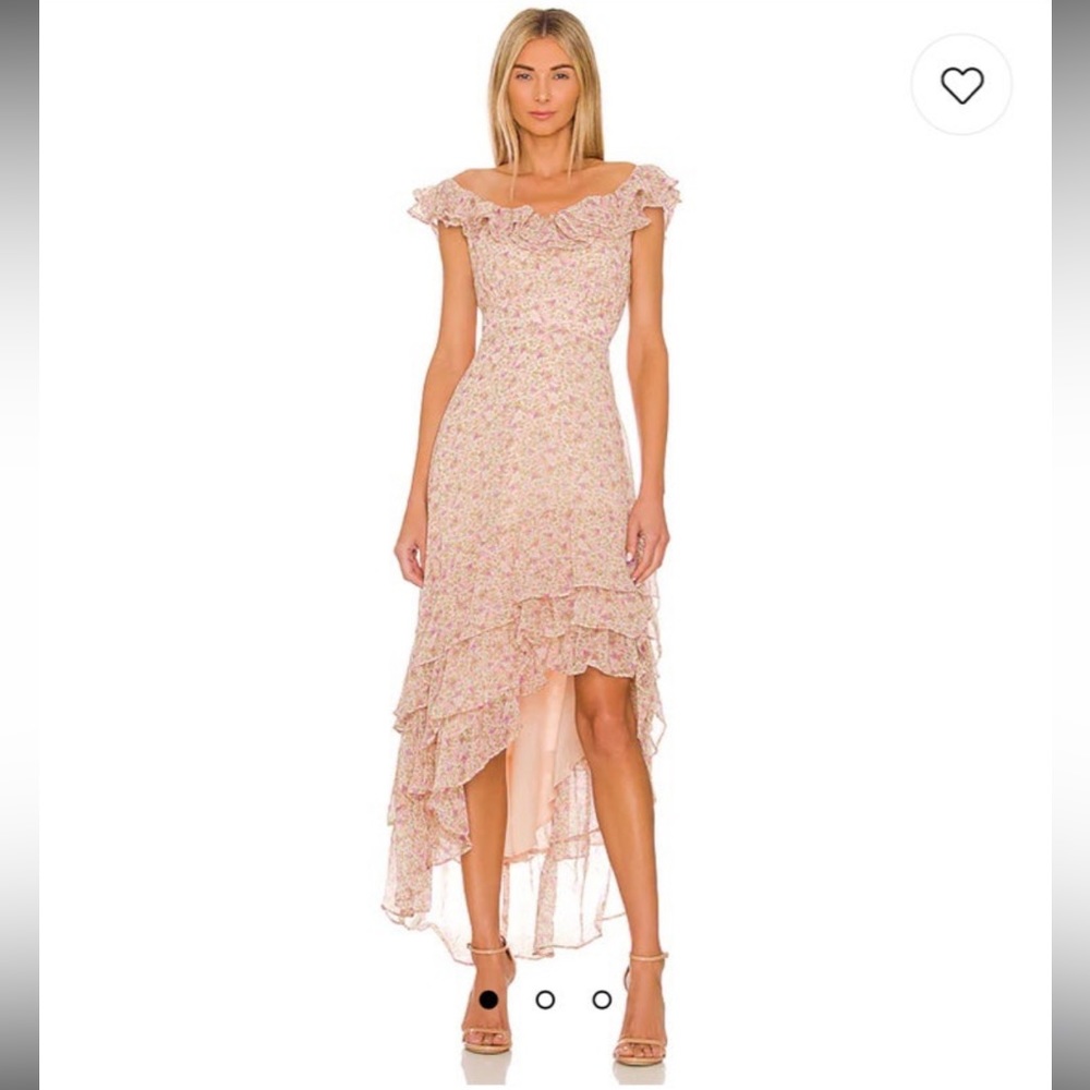 Astr Floral Pink High-Low Ruffle Dress